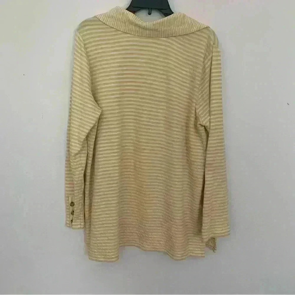 Women’s J. Jill Soft Knit Collared Striped Tunic Button Sleeves Size Large - Picture 7 of 9